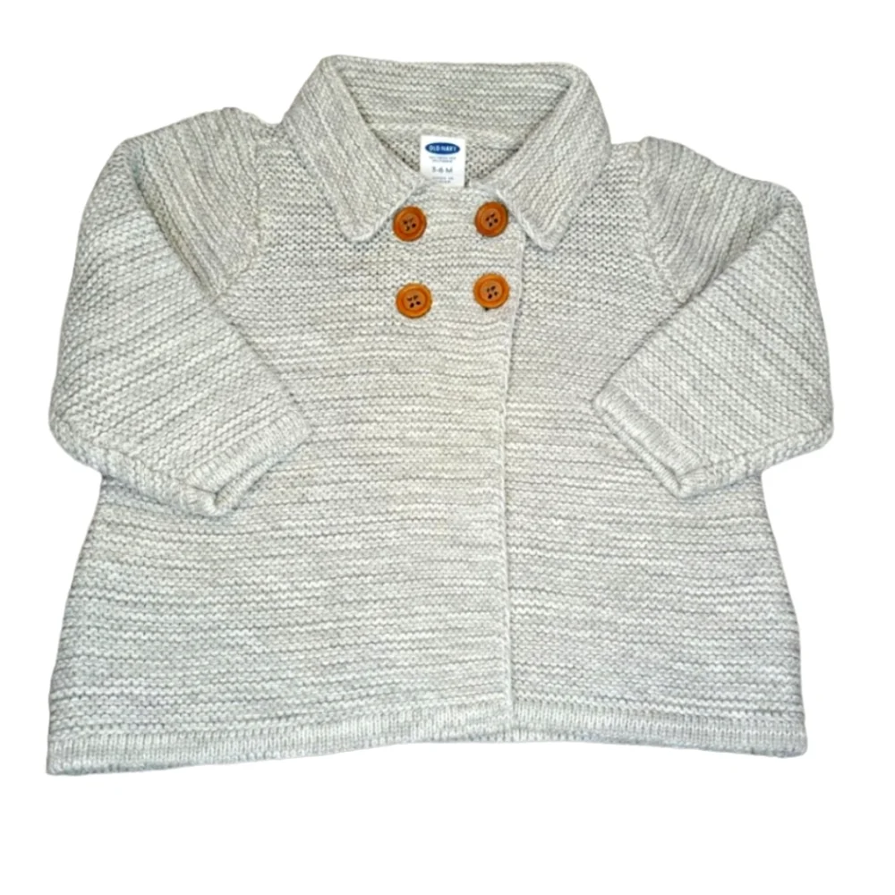 Old Navy Knit Sweater Jacket Gray with Buttons Size 3-6 Months